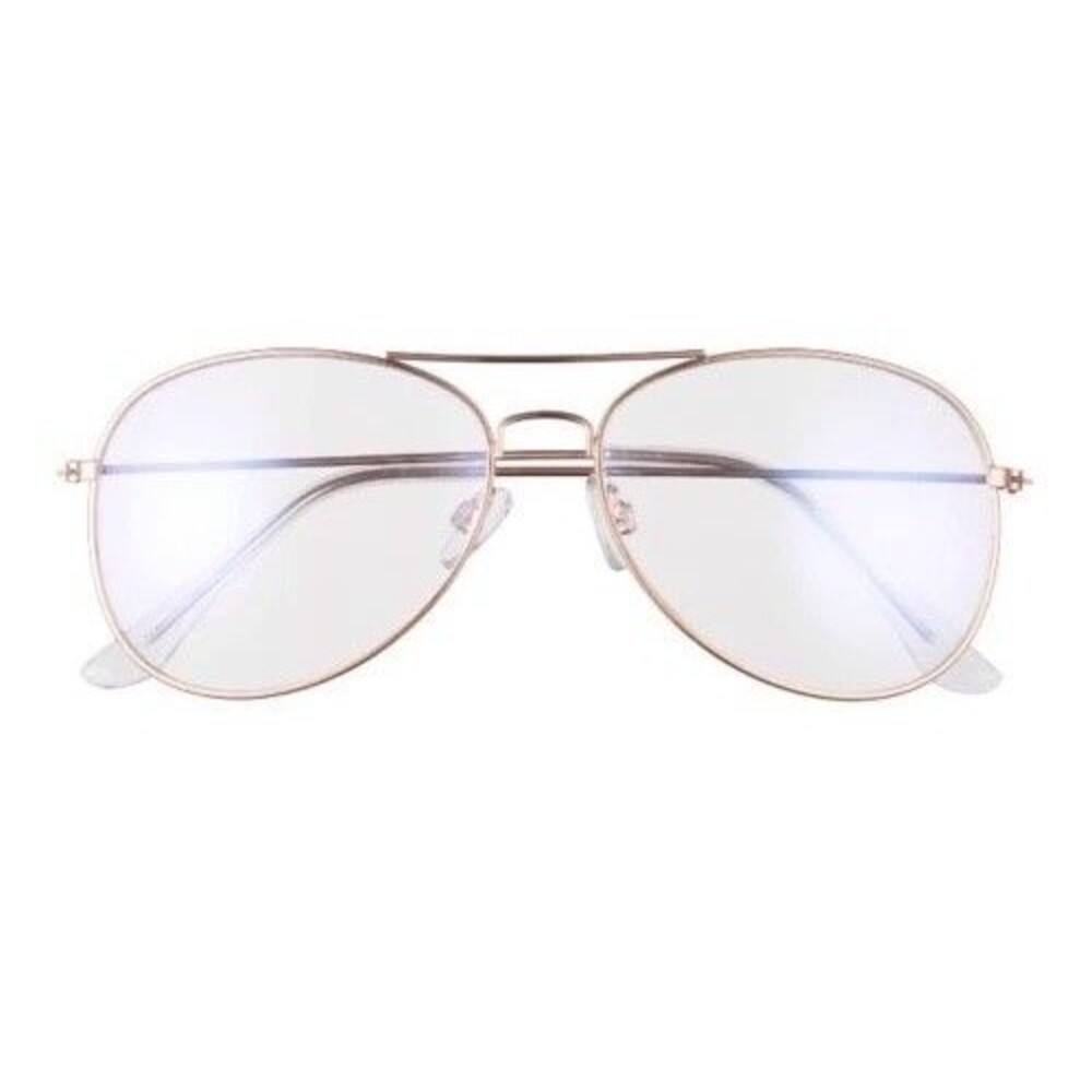 BP. 58mm Blue Light Blocking Glasses - Retro Aviator Styling, Rose Gold Frame